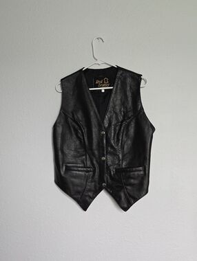 Edgy, VTG, Grunge REAL Leather Biker Vest Womens Large